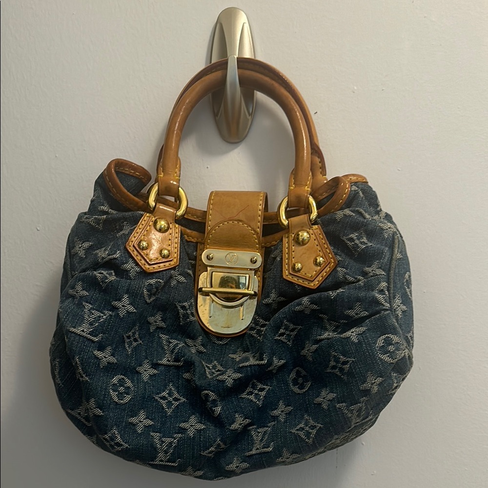 Louis Vuitton Monogram Mini Denim Handbag Blue